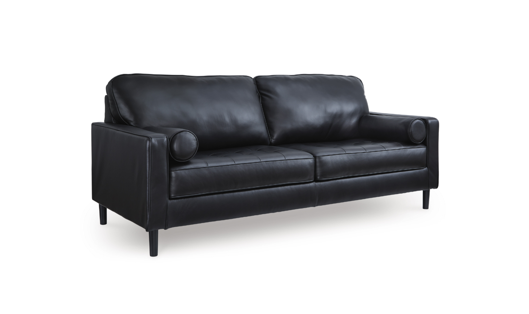 Modern Heritage Bryceview Leather Onyx Black Sofa
