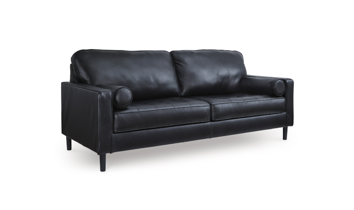 Modern Heritage Bryceview Leather Onyx Black Sofa