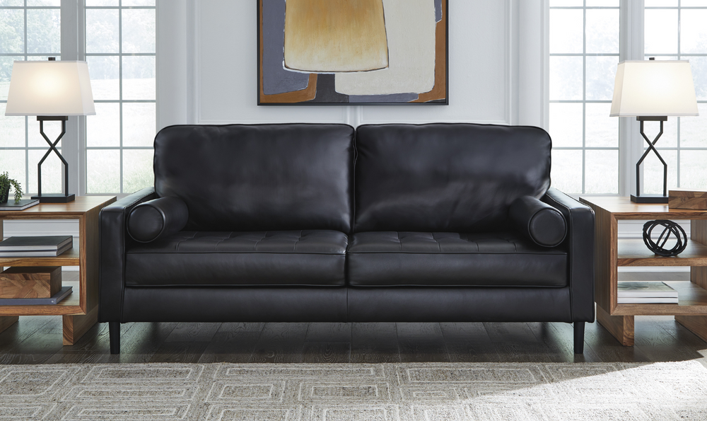 Modern Heritage Bryceview Leather Onyx Black Sofa-Jennifer Furniture