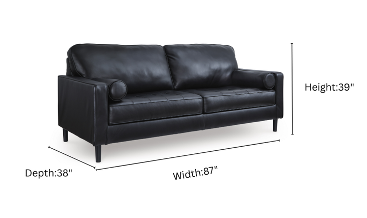 Modern Heritage Bryceview Leather Onyx Black Sofa