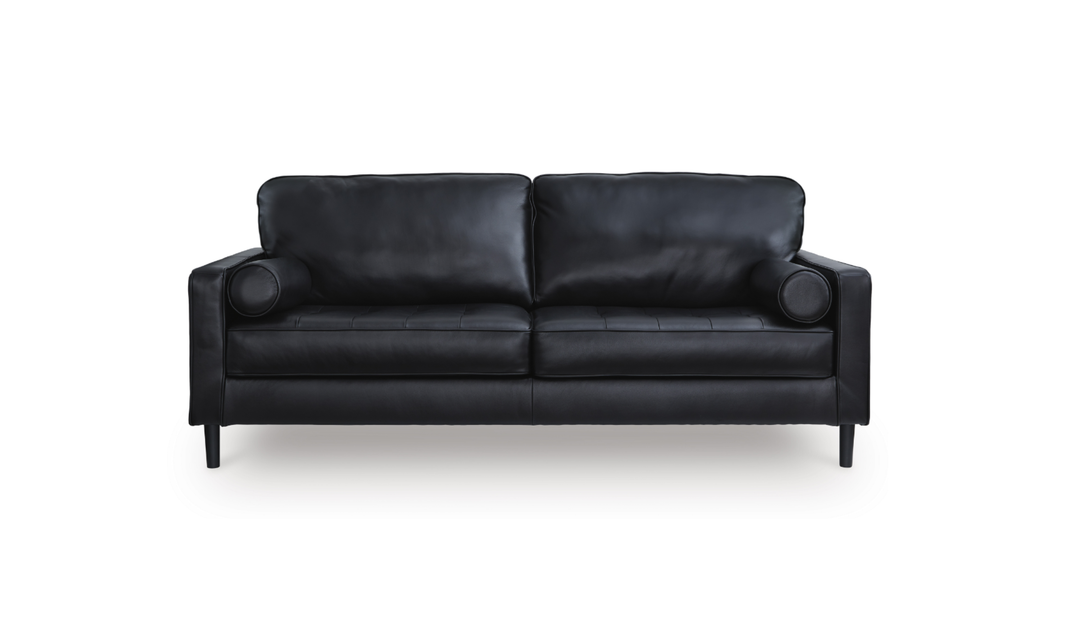 Modern Heritage Bryceview Leather Onyx Black Sofa