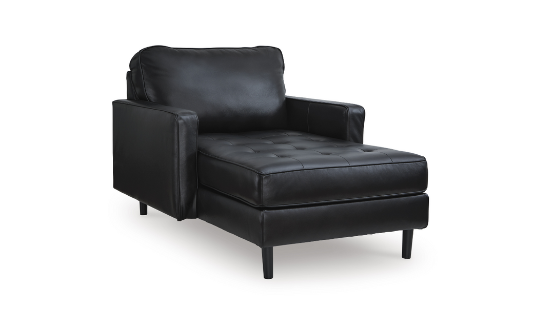 Modern Heritage Bryceview Onyx Black Leather Chaise Lounge-Jennifer Furniture
