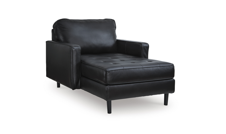 Modern Heritage Bryceview Onyx Black Leather Chaise Lounge-Jennifer Furniture