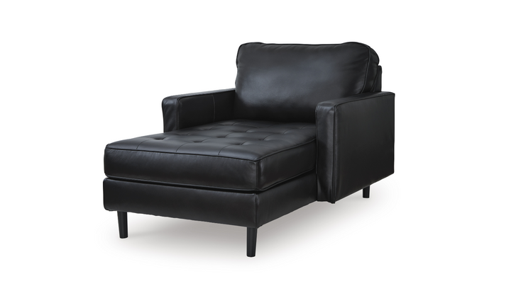 Modern Heritage Bryceview Onyx Black Leather Chaise Lounge-Jennifer Furniture