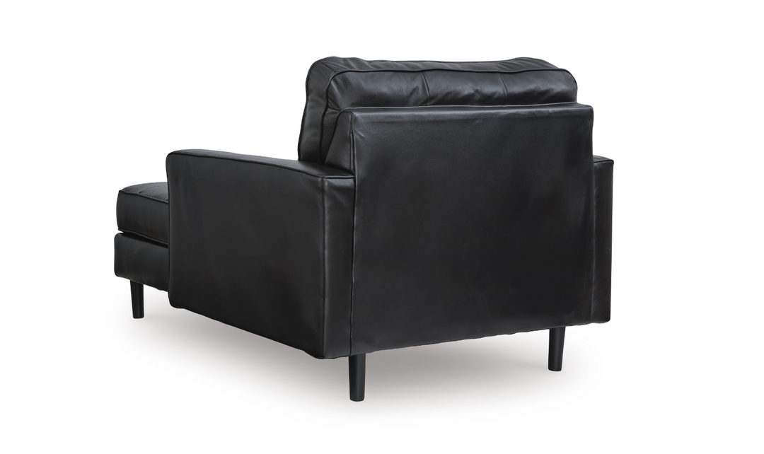Modern Heritage Bryceview Onyx Black Leather Chaise Lounge-Jennifer Furniture