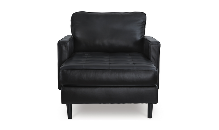 Modern Heritage Bryceview Onyx Black Leather Chaise Lounge-Jennifer Furniture