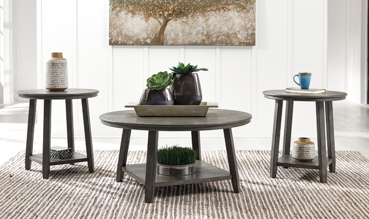 Modern Heritage Caitbrook Occasional Round Table Set in Gray