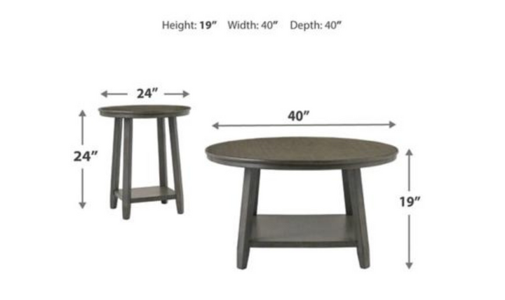Modern Heritage Caitbrook Occasional Round Table Set in Gray