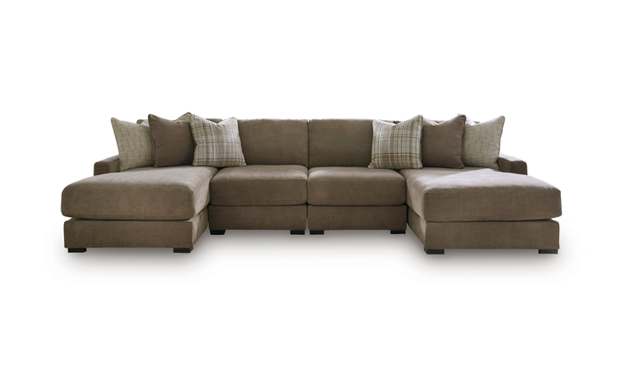 Modern Heritage Camellia-Court Fabric 4-Piece Double Chaise Sectional Sofa-Jennifer