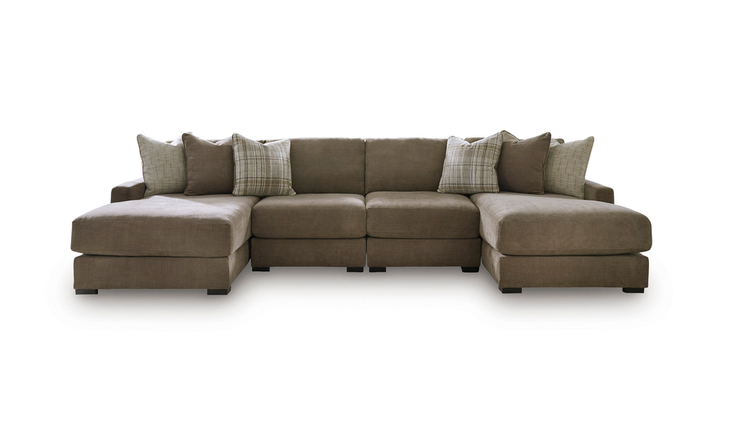 Modern Heritage Camellia-Court Fabric 4-Piece Double Chaise Sectional Sofa-Jennifer
