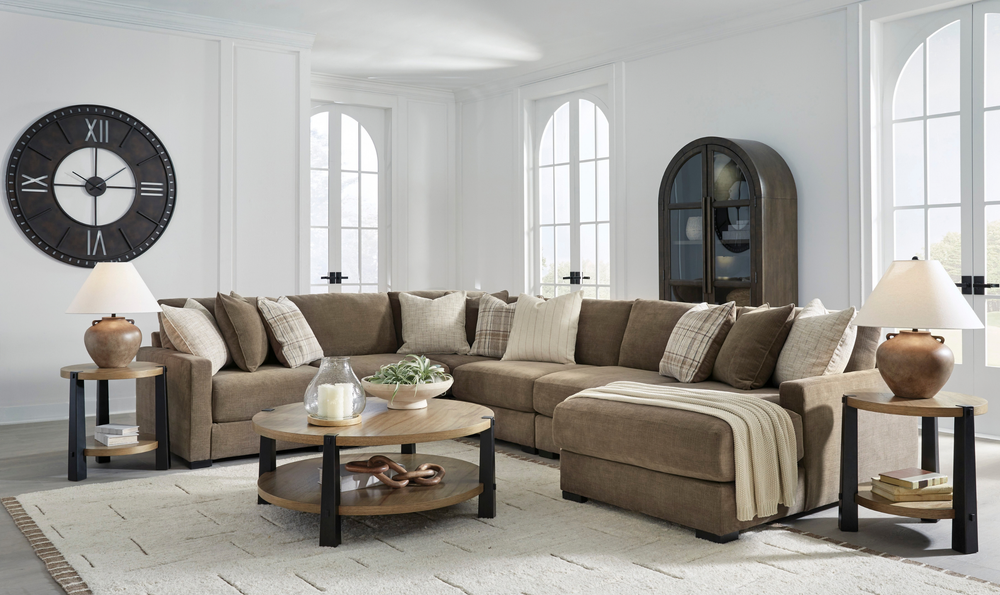 Modern Heritage Camellia-Court Fabric 6-Piece Sectional Sofa with Chaise-Jennifer