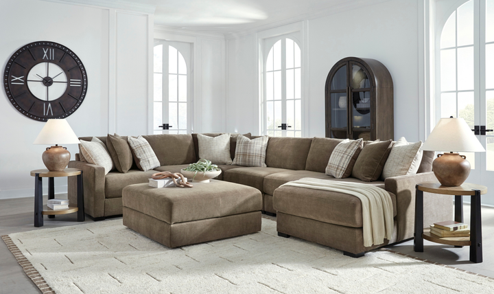 Modern Heritage Camellia-Court Fabric 6-Piece Sectional Sofa with Chaise-Jennifer