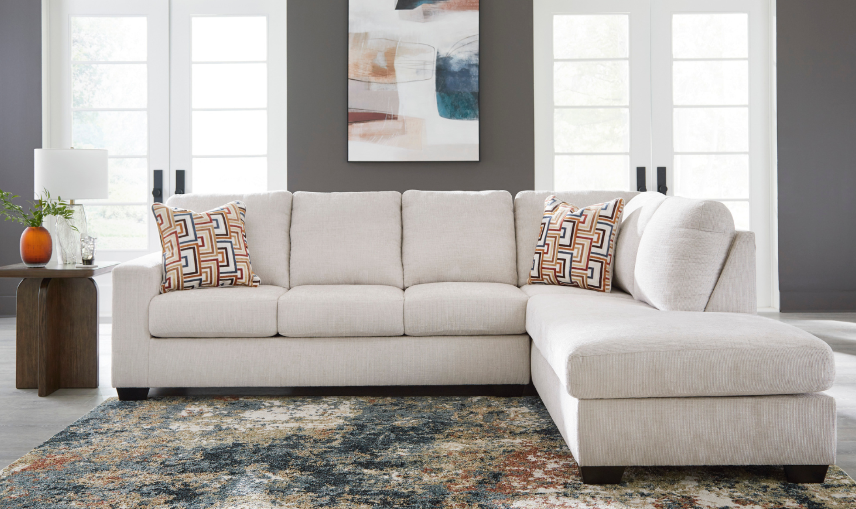 Modern Heritage Aviemore 2-Piece Fabric Sectional Sofa Chaise-Jennifer Furniture
