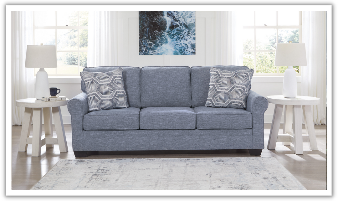 Modern Heritage Carissa Manor Denim 3 Seater Fabric Sofa-Jennifer Furniture