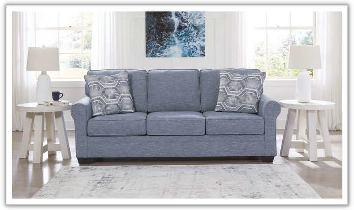 Modern Heritage Carissa Manor Denim 3 Seater Fabric Sofa-Jennifer Furniture