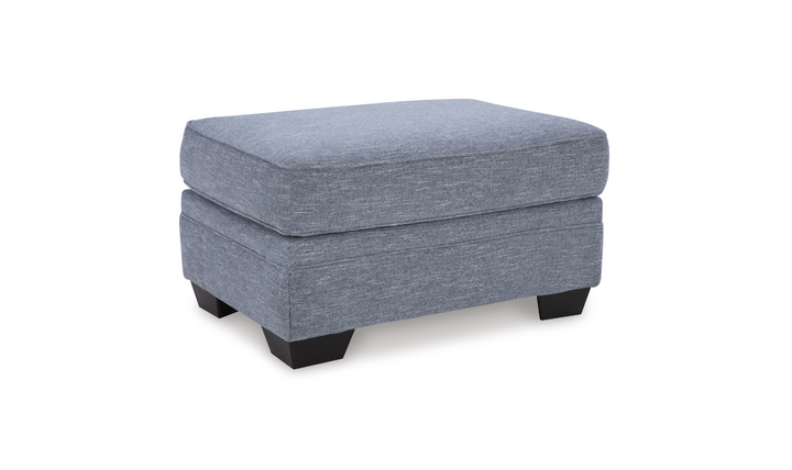 Modern Heritage Carissa Manor Denim Fabric Ottoman-Jennifer Furniture