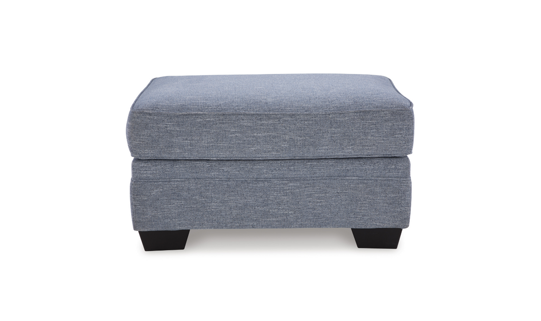 Modern Heritage Carissa Manor Denim Fabric Ottoman-Jennifer Furniture