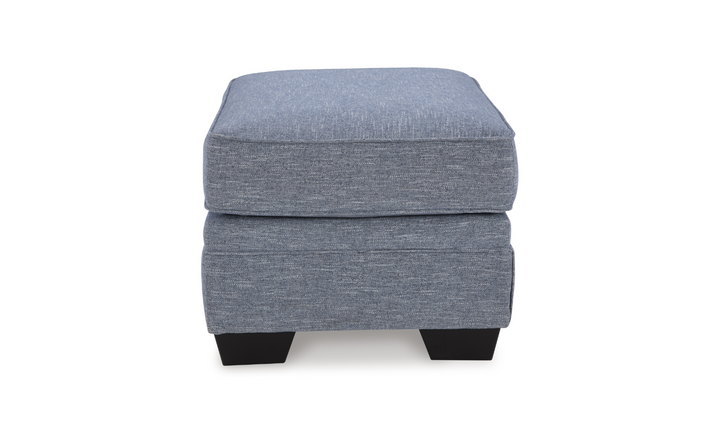 Modern Heritage Carissa Manor Denim Fabric Ottoman-Jennifer Furniture
