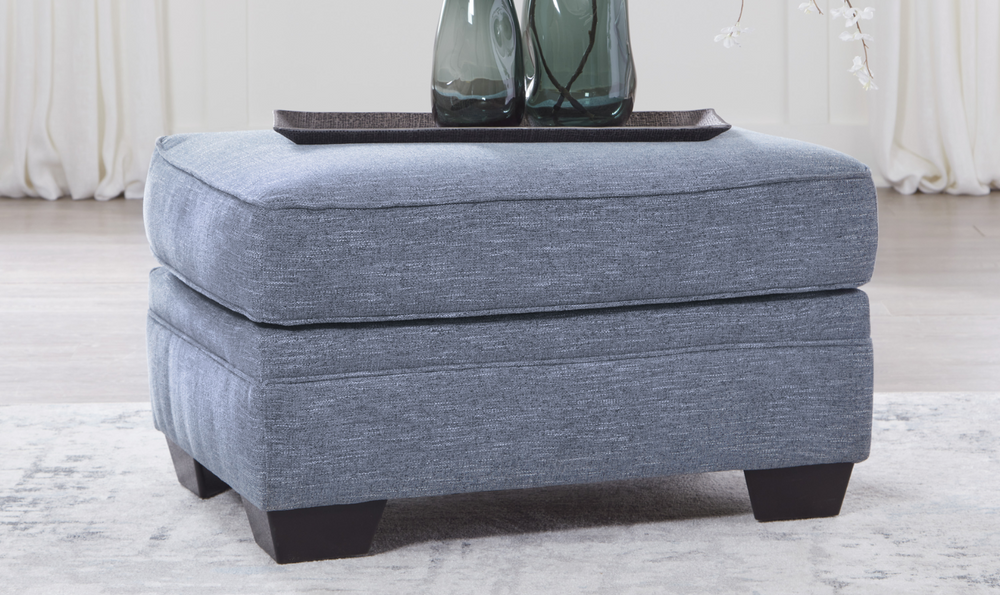 Modern Heritage Carissa Manor Denim Fabric Ottoman-Jennifer Furniture