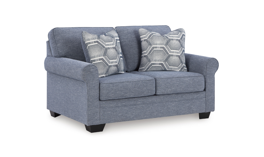 Modern Heritage Carissa Manor Fabric Denim Loveseat-Jennifer Furniture