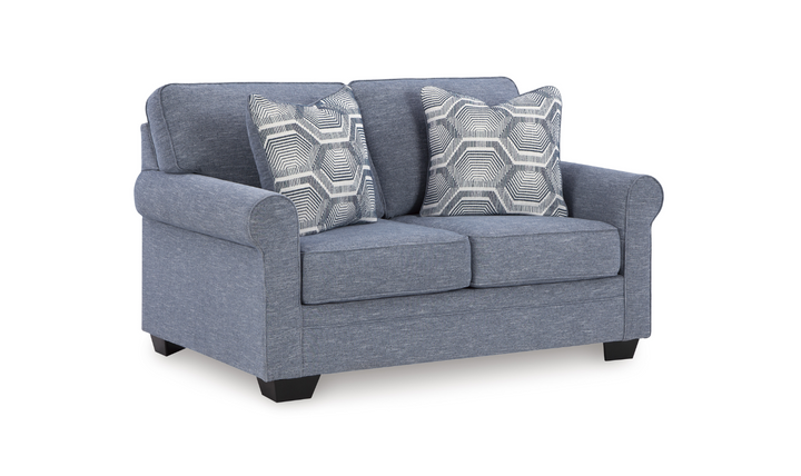 Modern Heritage Carissa Manor Fabric Denim Loveseat-Jennifer Furniture