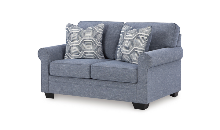Modern Heritage Carissa Manor Fabric Denim Loveseat-Jennifer Furniture