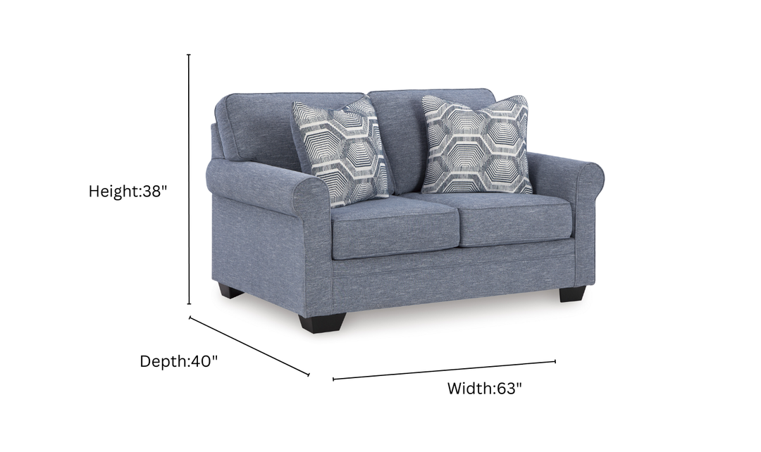 Modern Heritage Carissa Manor Fabric Denim Loveseat-Jennifer Furniture