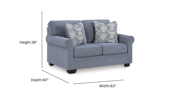 Modern Heritage Carissa Manor Fabric Denim Loveseat-Jennifer Furniture