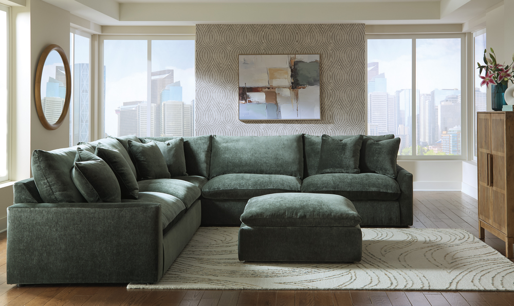Modern Heritage Carriage View 3-Piece Fabric Sectional Sofa-Jennifer Furniture