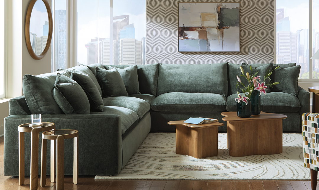 Modern Heritage Carriage View 3-Piece Fabric Sectional Sofa-Jennifer Furniture