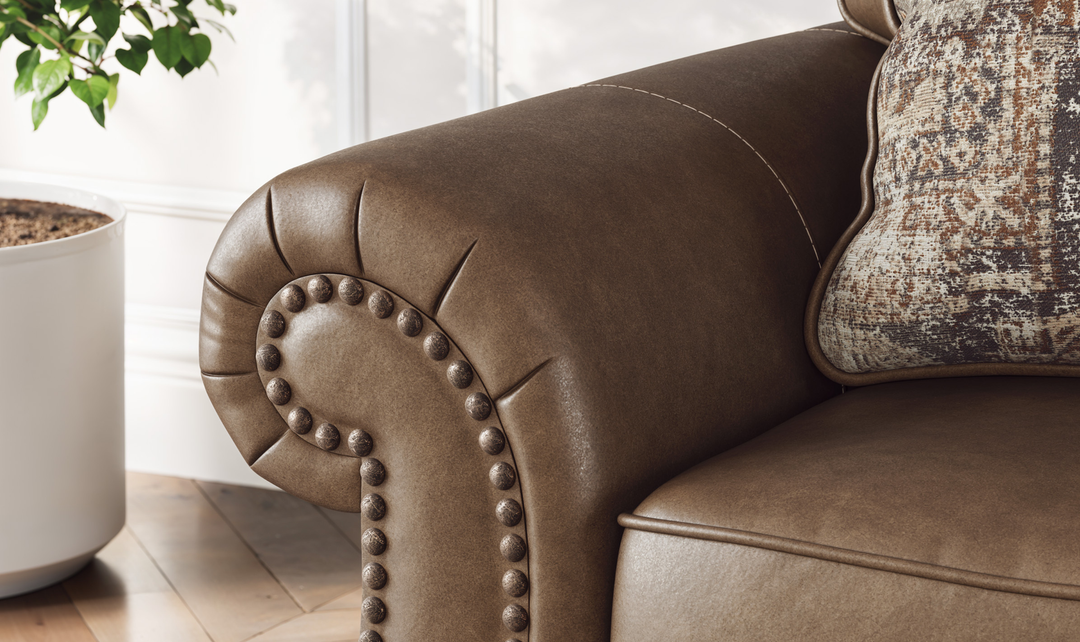 Modern Heritage Chasemore Faux Leather Sofa with Reversible Seat Cushions