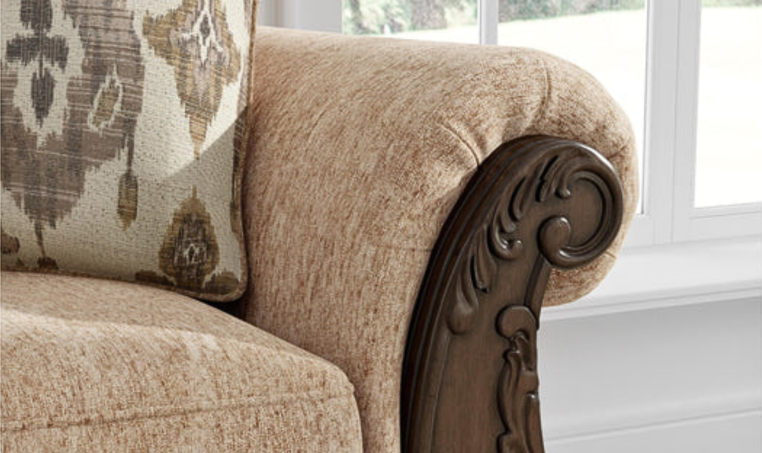 Modern Heritage Chelsworth Golden Fabric Loveseat - Jennifer Furniture