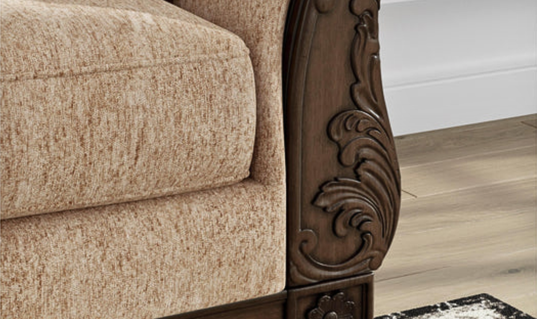 Modern Heritage Chelsworth Golden Fabric Loveseat - Jennifer Furniture