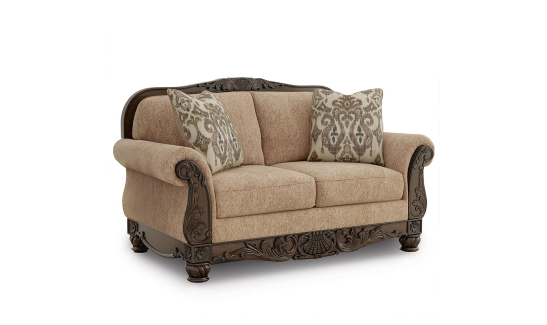 Modern Heritage Chelsworth Golden Fabric Loveseat - Jennifer Furniture