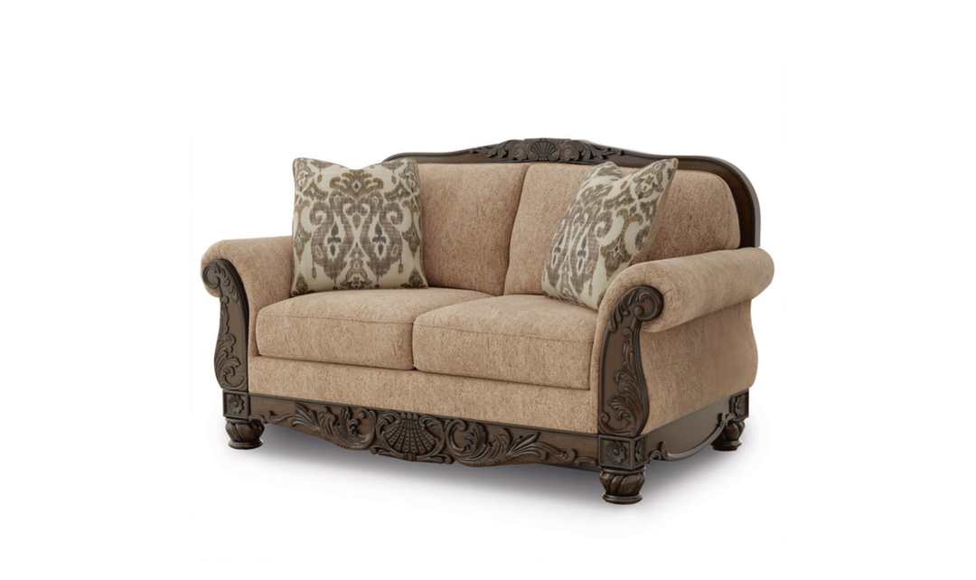 Modern Heritage Chelsworth Golden Fabric Loveseat - Jennifer Furniture