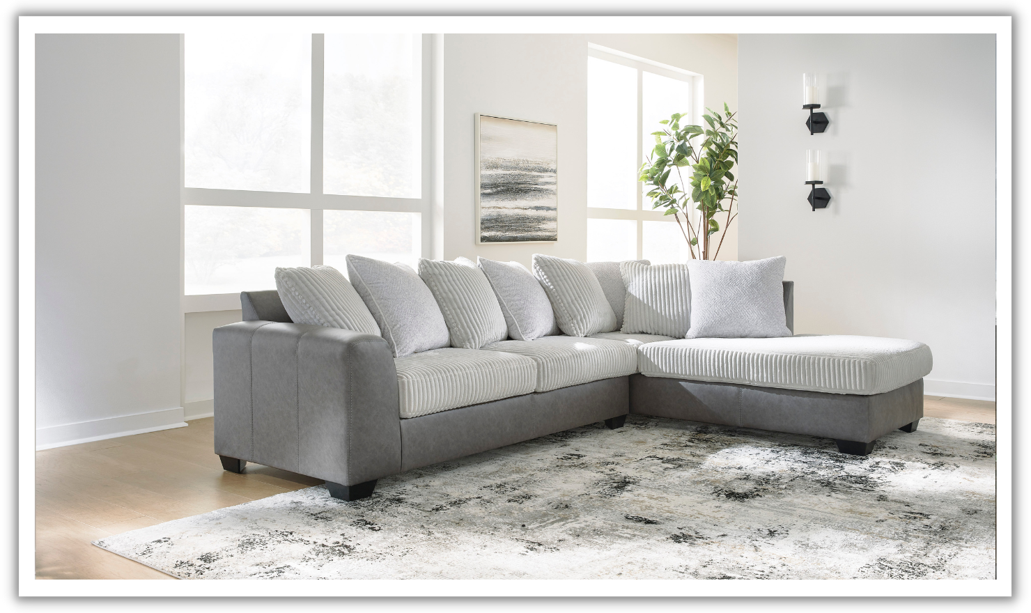 Modern Heritage Clairette Court 2-Piece Sectional with Chaise in Alloy Gray