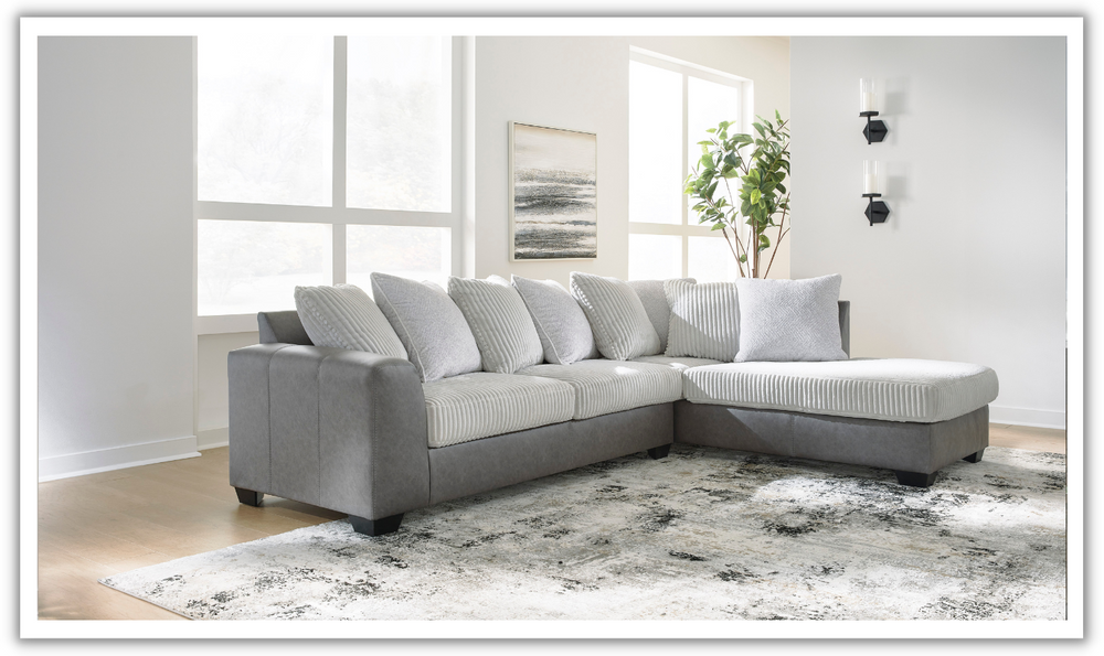 Modern Heritage Clairette Court 2-Piece Sectional with Chaise in Alloy Gray