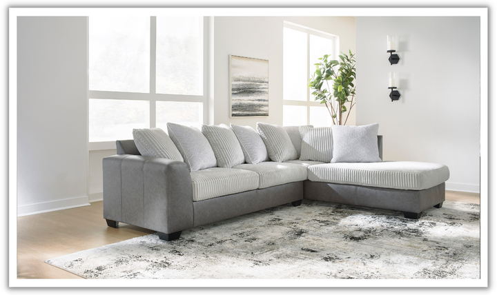 Modern Heritage Clairette Court 2-Piece Sectional with Chaise in Alloy Gray