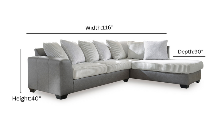 Modern Heritage Clairette Court 2-Piece Sectional with Chaise in Alloy Gray