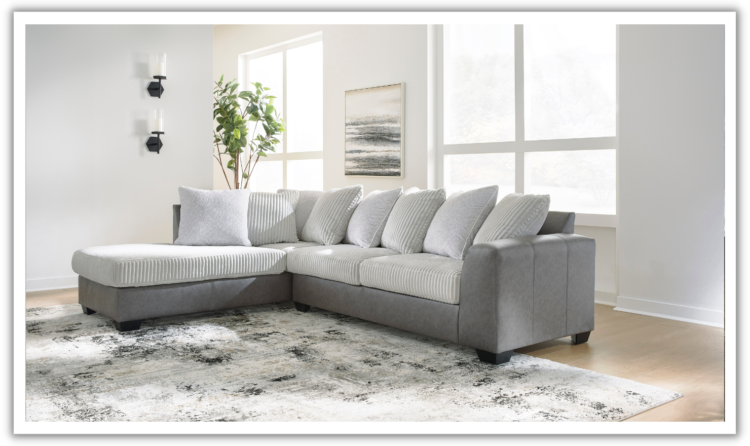 Modern Heritage Clairette Court 2-Piece Sectional with Chaise in Alloy Gray