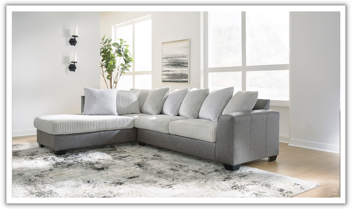 Modern Heritage Clairette Court 2-Piece Sectional with Chaise in Alloy Gray