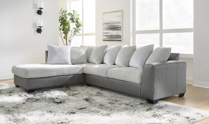 Modern Heritage Clairette Court 2-Piece Sectional with Chaise in Alloy Gray