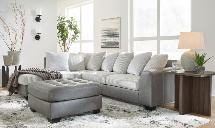 Modern Heritage Clairette Court 2-Piece Sectional with Chaise in Alloy Gray