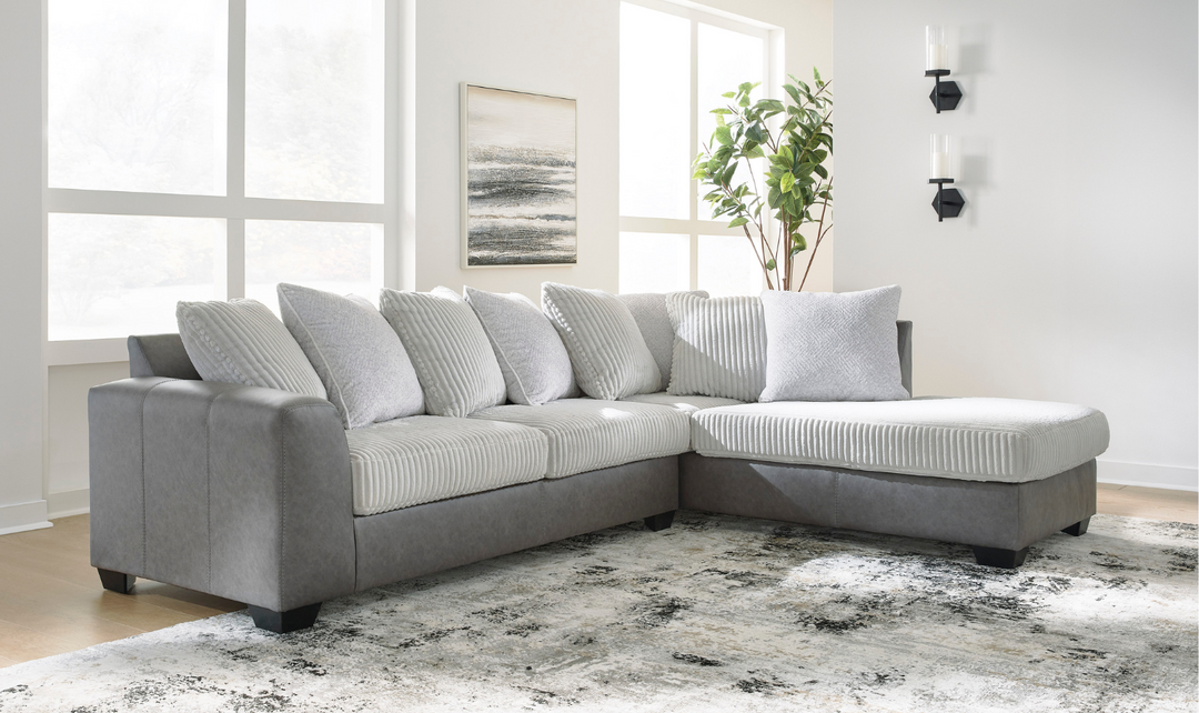 Modern Heritage Clairette Court 2-Piece Sectional with Chaise in Alloy Gray