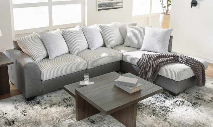 Modern Heritage Clairette Court 2-Piece Sectional with Chaise in Alloy Gray
