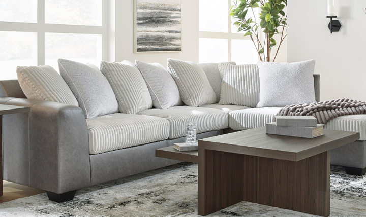 Modern Heritage Clairette Court 2-Piece Sectional with Chaise in Alloy Gray