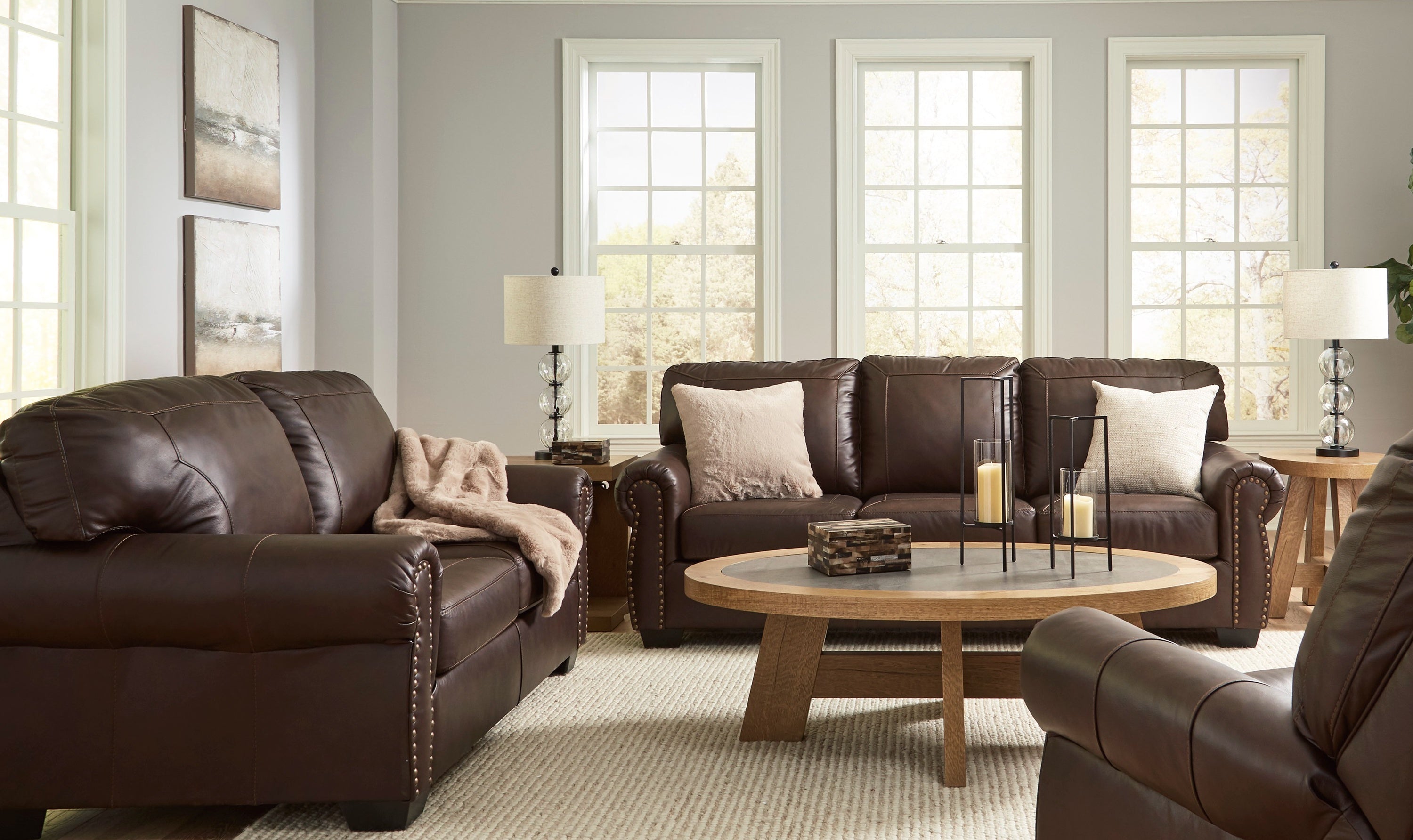 Modern Heritage Colleton Dark Brown Leather Living Room Set-Jennifer Furniture