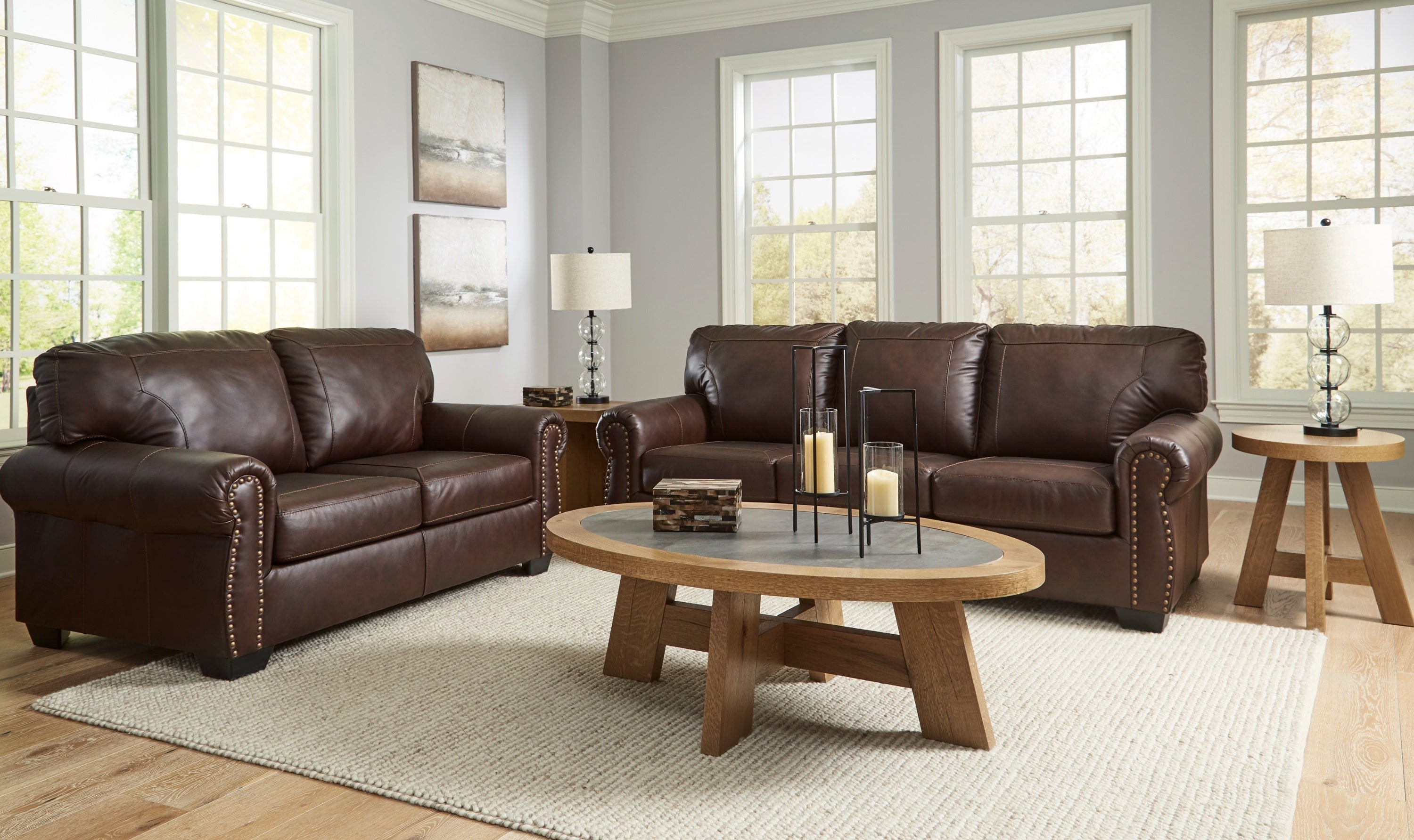 Modern Heritage Colleton Dark Brown Leather Living Room Set-Jennifer Furniture