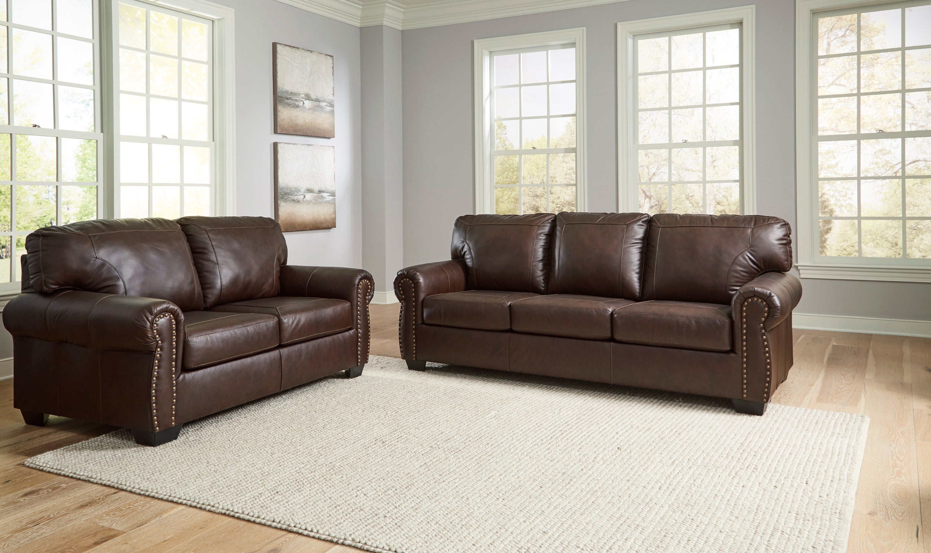 Modern Heritage Colleton Dark Brown Leather Living Room Set-Jennifer Furniture