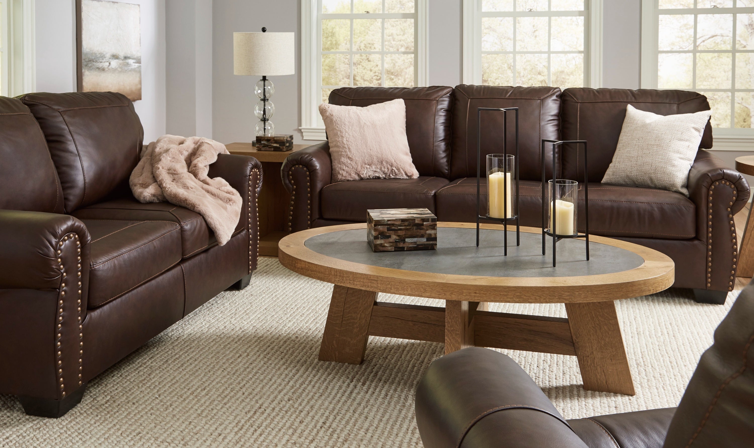 Modern Heritage Colleton Dark Brown Leather Living Room Set-Jennifer Furniture